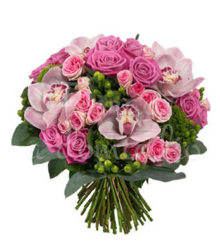 bouquet-di-rose-roselline-e-orchidee-rosa