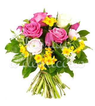 bouquet-roselline-fucsia-bianche-fiorellini-gialli